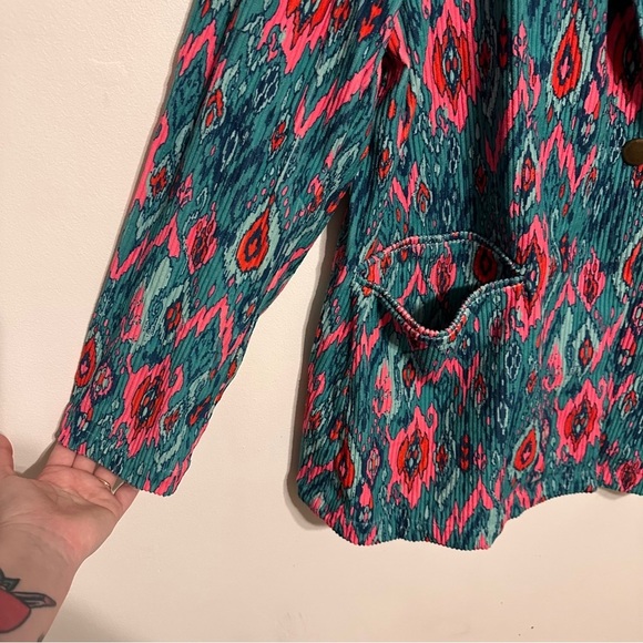 Savanna Jane Kaleidoscope Teal Corduroy Blazer Jacket size 1X - Picture 4 of 8
